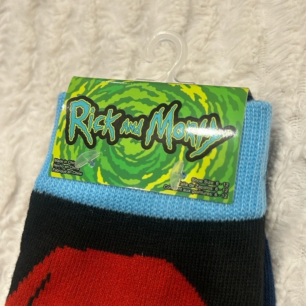 Rick and Morty Santa Socks - Black and Blue fits shoe size 6-12